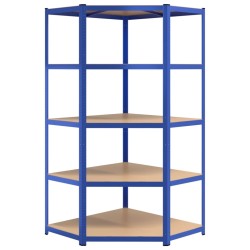   Scaffali a 5 Ripiani 5 pz Blu in Acciaio e Legno ingegnerizzato