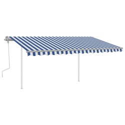 vidaXL Tenda da Sole Retrattile Manuale con LED 4x3 m Blu e Bianca