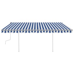 vidaXL Tenda da Sole Retrattile Manuale con LED 4x3 m Blu e Bianca