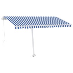 vidaXL Tenda da Sole Retrattile Manuale con LED 400x300cm Blu e Bianca