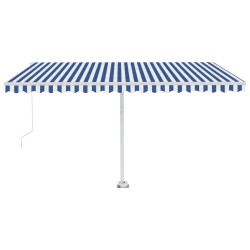 vidaXL Tenda da Sole Retrattile Manuale con LED 400x300cm Blu e Bianca