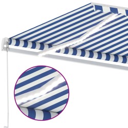 vidaXL Tenda da Sole Retrattile Manuale con LED 400x300cm Blu e Bianca