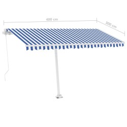 vidaXL Tenda da Sole Retrattile Manuale con LED 400x300cm Blu e Bianca