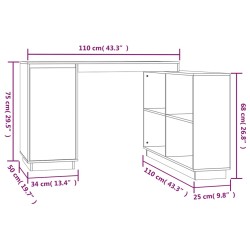   Scrivania Miele 110x50x75 cm in Legno Massello di Pino