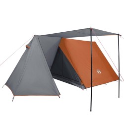 vidaXL Tenda 3 Persone Grigia e Arancione 465x220x170 cm Taffetà 185T