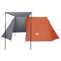 vidaXL Tenda 3 Persone Grigia e Arancione 465x220x170 cm Taffetà 185T