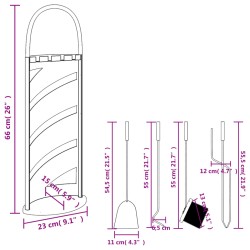 vidaXL Set Attrezzi per Caminetto 5 pz 23x15x66 cm in Acciaio