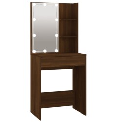 Toeletta con LED e Armadietti Rovere Marrone Legno ingegnerizzato