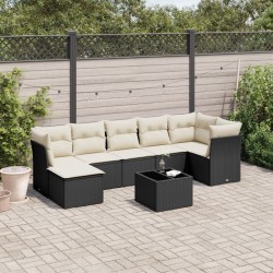 vidaXL Set Divani da Giardino con Cuscini 8 pz Nero in Polyrattan