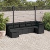 vidaXL Set Divani da Giardino con Cuscini 7pz Nero Polyrattan