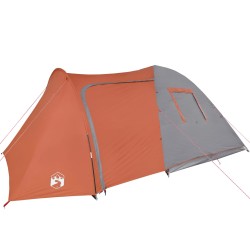 vidaXL Tenda 6 Persone Grigia e Arancione 466x342x200 cm Taffetà 185T