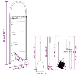 vidaXL Set Attrezzi per Caminetto 5 pz 23x15x66 cm in Acciaio