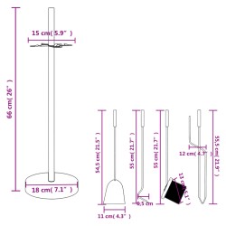 vidaXL Set Attrezzi per Caminetto 5 pz 18x66 cm in Acciaio