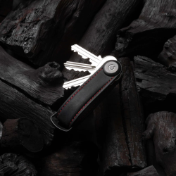 Orbitkey - Organizzatore di chiavi in Pelle Crazy-Horse - Colore Nero ossidiana con cuciture rosse