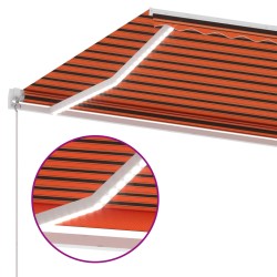 vidaXL Tenda da Sole Retrattile Manuale LED 400x300 cm Arancio Marrone