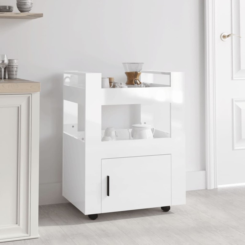   Carrello da Cucina bianco lucido 60x45x80 cm Legno ingegnerizzato