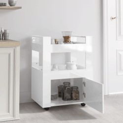   Carrello da Cucina bianco lucido 60x45x80 cm Legno ingegnerizzato