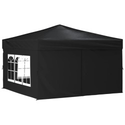 Tenda per Feste Pieghevole con Pareti Laterali Nero 3x3 m