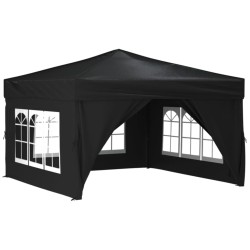 Tenda per Feste Pieghevole con Pareti Laterali Nero 3x3 m