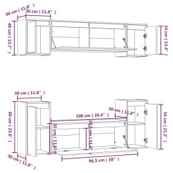   Mobili TV 6 pz in Legno Massello di Pino