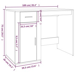   Scrivania Grigio Cemento 100x49x75 cm in Legno ingegnerizzato