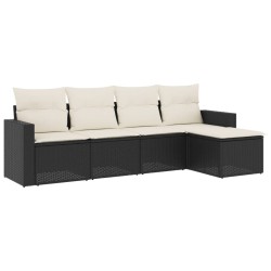 vidaXL Set Divani da Giardino 5 pz con Cuscini in Polyrattan Nero