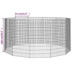 vidaXL Conigliera con 12 Pannelli 54x100 cm Ferro Zincato