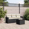 vidaXL Set Divani da Giardino 4 pz con Cuscini Nero in Polyrattan