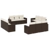 vidaXL Set Divani da Giardino 12 pz con Cuscini Marrone in Polyrattan