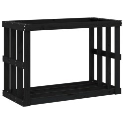   Portaceppi da Esterno Nero 108x52x74 cm Legno Massello Pino