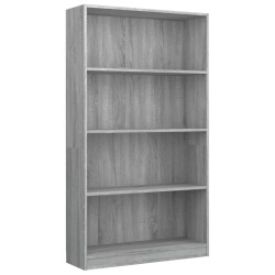   Libreria 4 Ripiani Grigio Sonoma 80x24x142 cm Legno ingegnerizzato