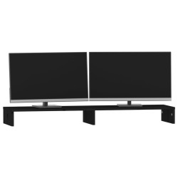 Supporto per Monitor Nero 100x27x10cm in Legno Massello di Pino