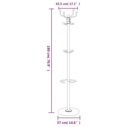 vidaXL Appendiabiti con Portaombrelli Nero 180 cm Ferro Verniciato