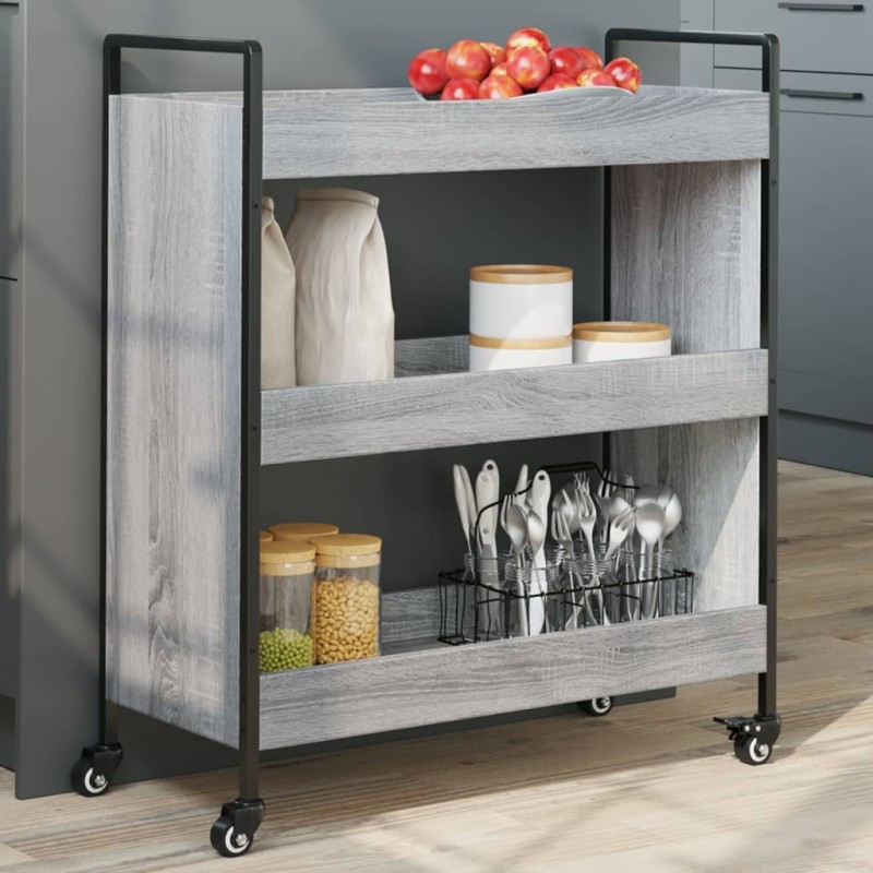 vidaXL Carrello da Cucina Grigio Sonoma 70x30x82 cm Legno Multistrato