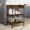 vidaXL Carrello da Cucina Rovere Fumo 60x48x89,5 cm Legno Multistrato