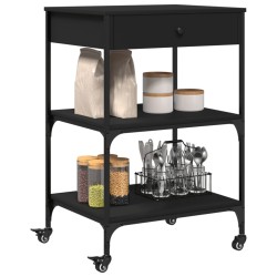 vidaXL Carrello da Cucina Nero 60x48x89,5 cm in Legno Multistrato