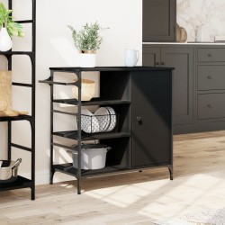 vidaXL Carrello da Cucina Nero 87,5x38,5x84,5 cm in Legno Multistrato