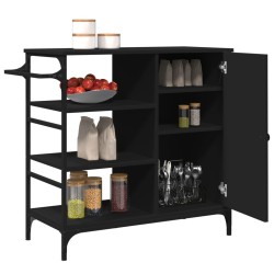 vidaXL Carrello da Cucina Nero 87,5x38,5x84,5 cm in Legno Multistrato