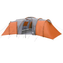 vidaXL Tenda Campeggio 12 Persone Grigia Arancione 840x720x200 Taffetà