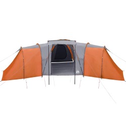 vidaXL Tenda Campeggio 12 Persone Grigia Arancione 840x720x200 Taffetà