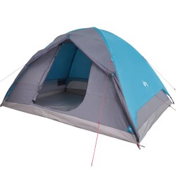 vidaXL Tenda da Campeggio 6 Persone Blu 348x340x190 cm Taffetà 190T