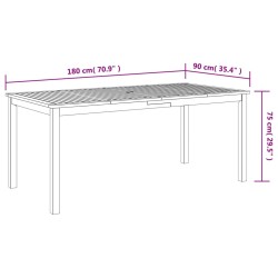 vidaXL Tavolo da Pranzo da Giardino 180x90x75 cm Legno Massello Acacia