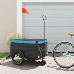 vidaXL Rimorchio da Bici Nero e Blu 45 kg in Ferro