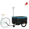 vidaXL Rimorchio da Bici Nero e Blu 45 kg in Ferro