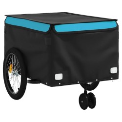 vidaXL Rimorchio da Bici Nero e Blu 45 kg in Ferro