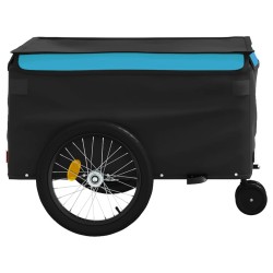 vidaXL Rimorchio da Bici Nero e Blu 45 kg in Ferro