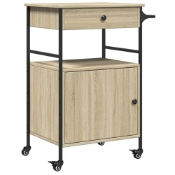 vidaXL Carrello da Cucina Rovere Sonoma 56x43x89,5cm Legno Multistrato