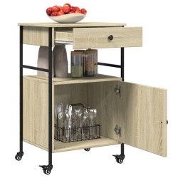 vidaXL Carrello da Cucina Rovere Sonoma 56x43x89,5cm Legno Multistrato