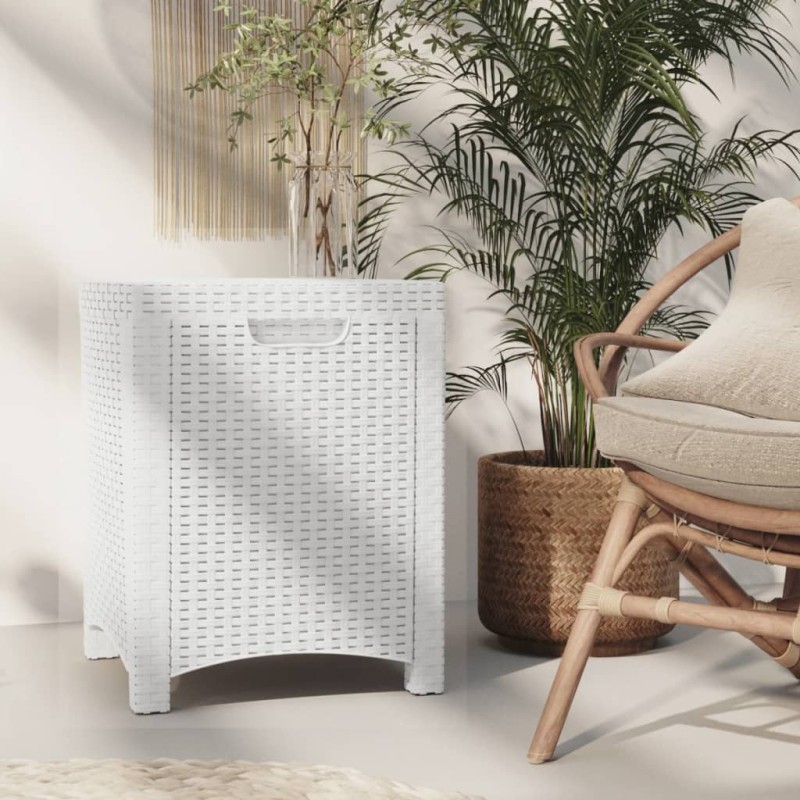   Baule da Giardino 39x39x46 cm in Rattan PP Bianco