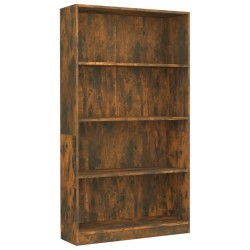   Libreria a 4 Ripiani Rovere Fumo 80x24x142 cm Legno ingegnerizzato